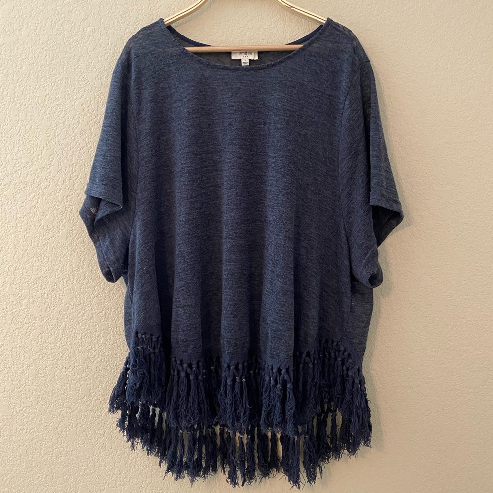 Umgee Navy Burnout Tassel Tunic • Large